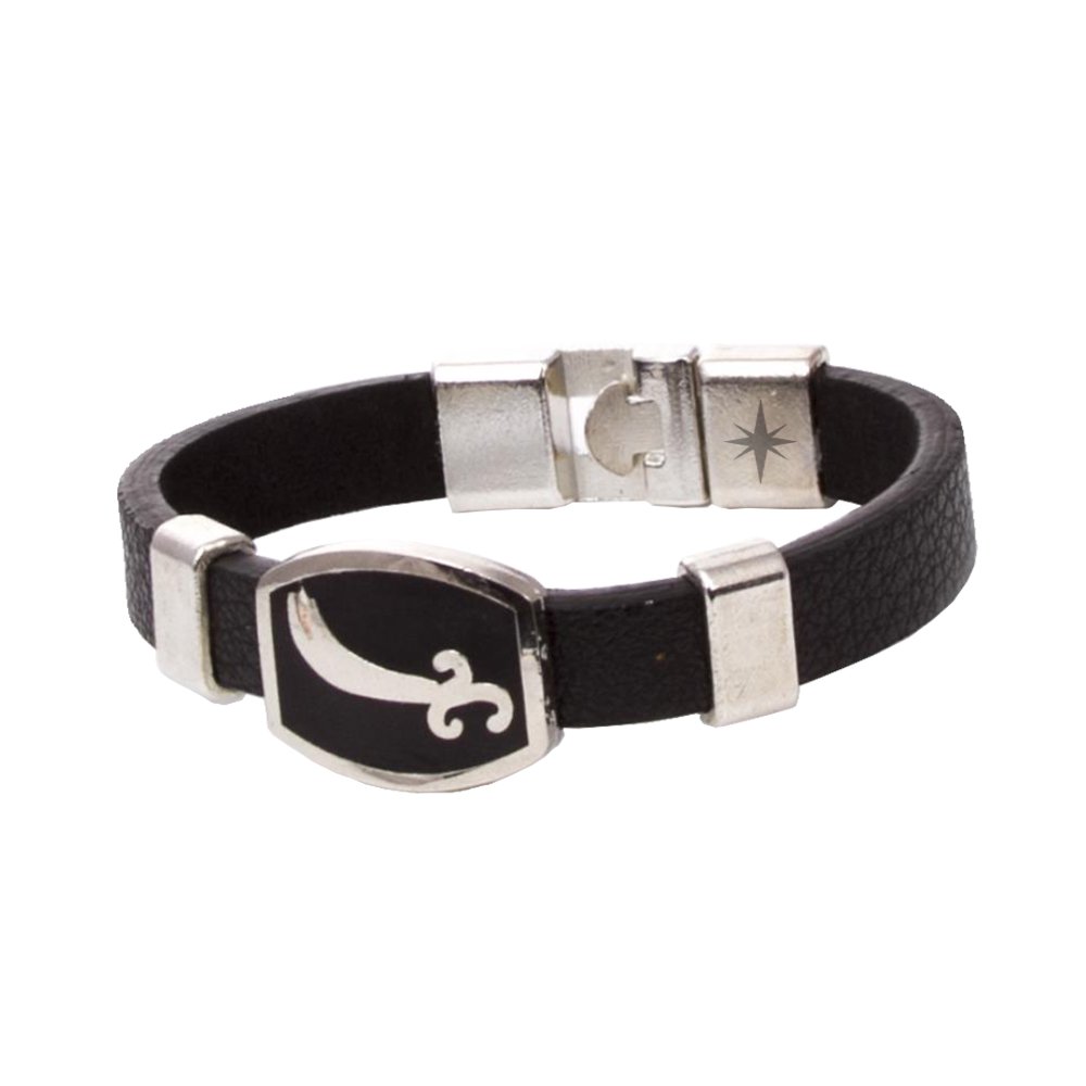 Angemiel Men Black Leather Ali 'S Sword Bracelet