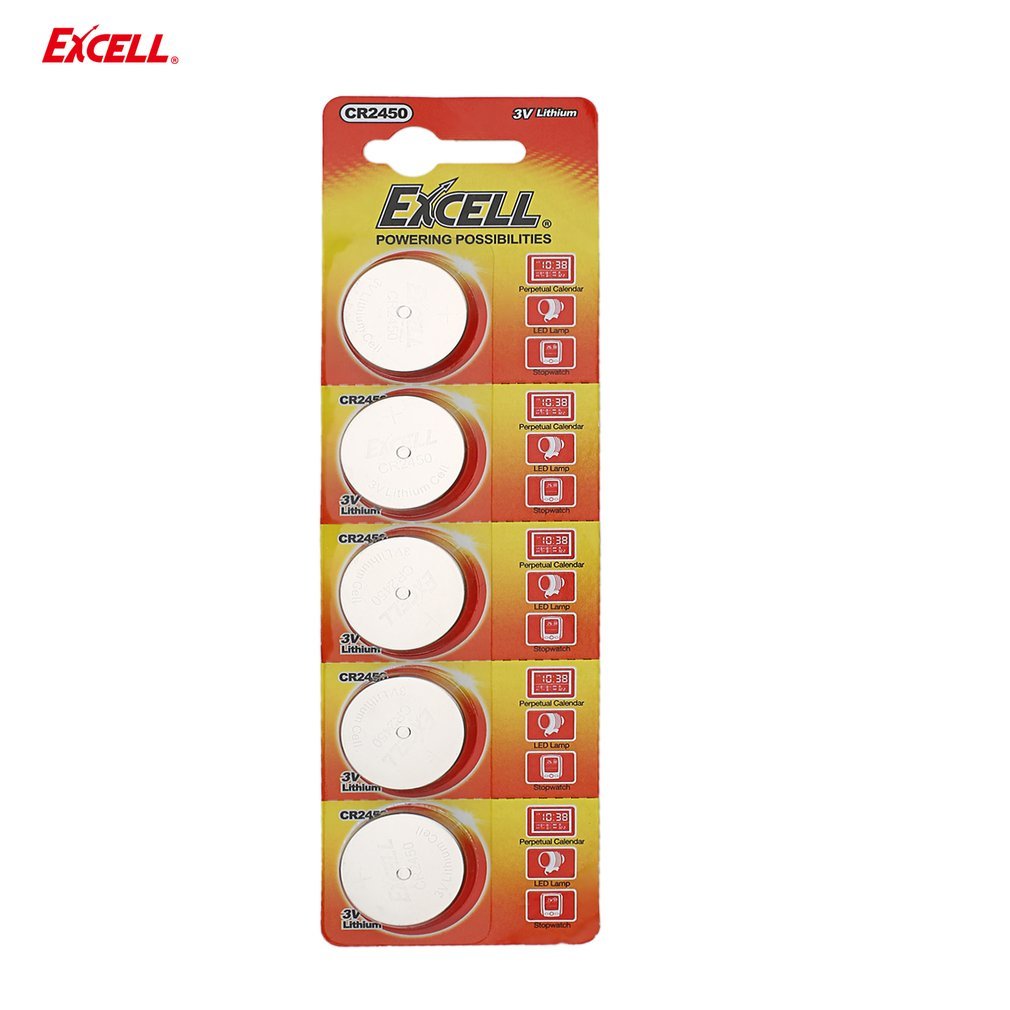 5 stks/partij EXCELL 3 V CR2450 Lithium Coin Cellen Button Batterijen Lithium Mobiele 3 Volt Knoopcellen voor Horloge LED verlichting Speelgoed