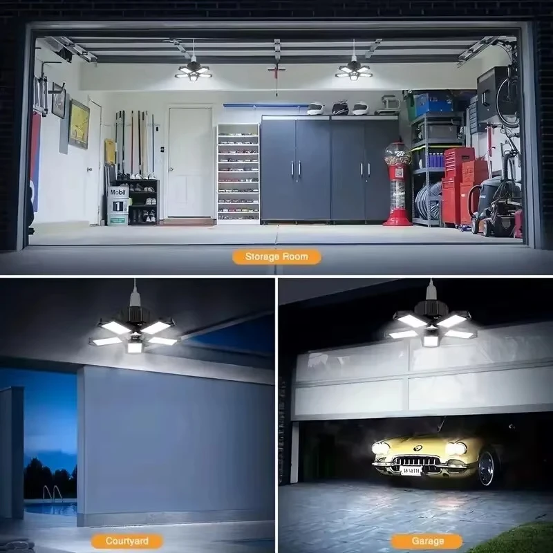 Ampoule de Garage LED très brillante, 40W 60W 80W 10000LM, panneau réglable, éclairage de magasin, douille à vis E27 pour atelier, sous-sol,