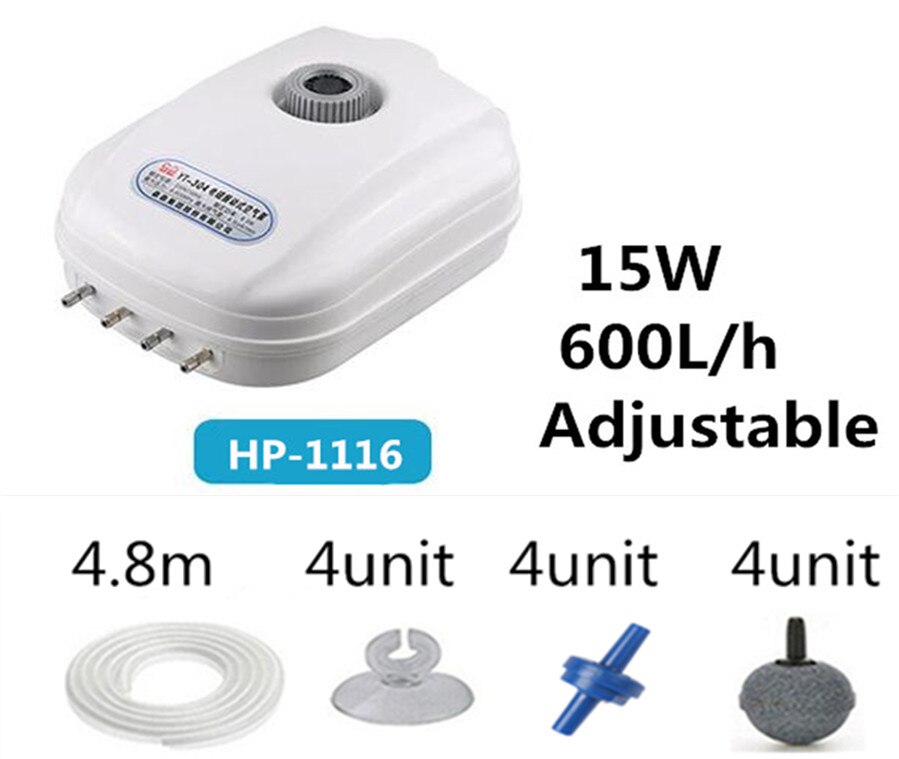 110-240V Ultra Leise Luftpumpe Für Aquarium Aquarium Doppel Outlets Sauerstoff Pumpe Einstellbare Langlebige Pumpe Schwarz körper Hohe Qualit: HP-1116 A SET / 220-240v 50hz