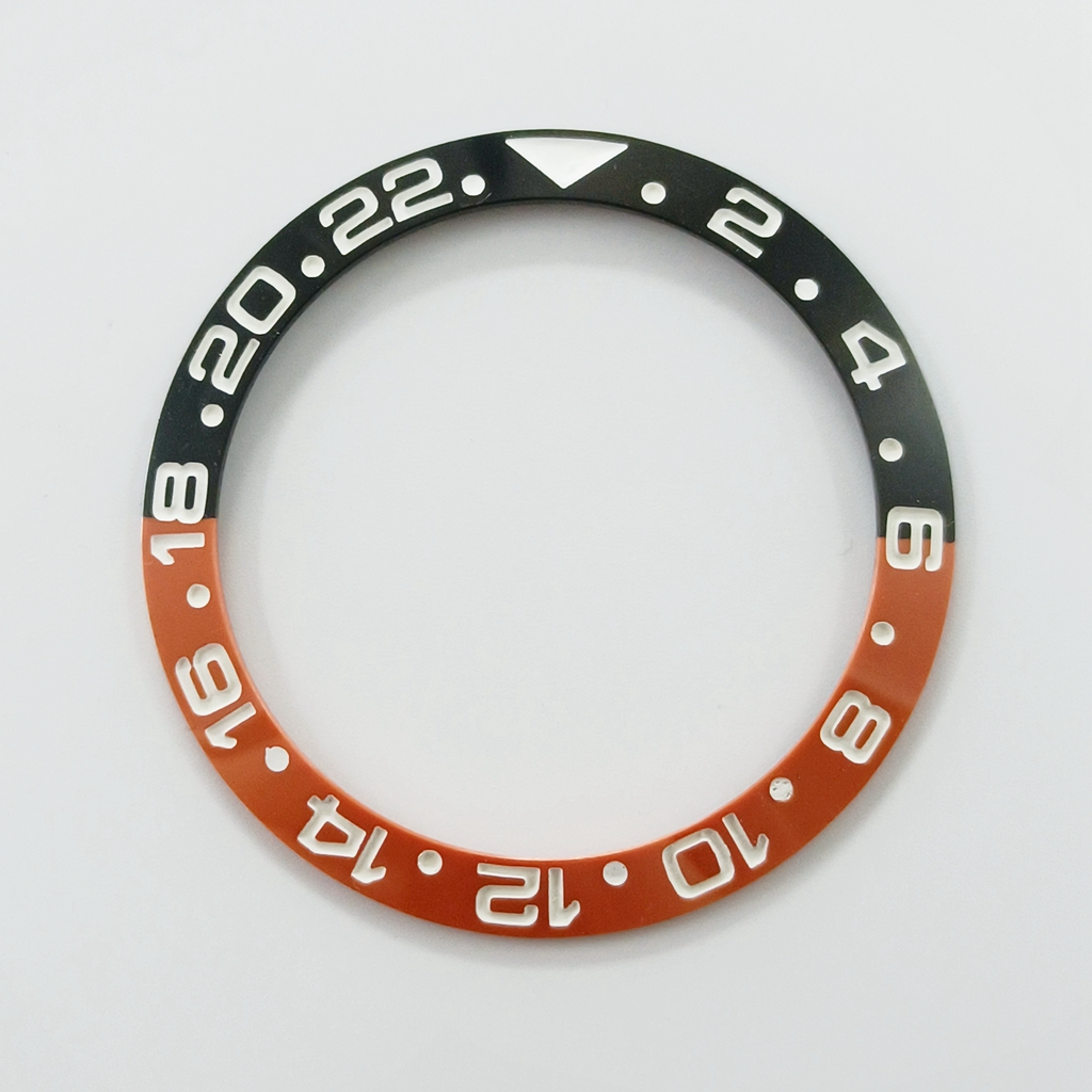 38mm Keramik Lünette Schwarz Orange Gelb Schräge Taucheruhr Einsatz Uhr Ersetzen Zifferblatt Uhr Lünette Einsätze Ring: Gold