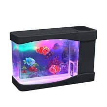 Lightaad – Mini Aquarium artificiel, boîte de poisson de natation avec LED multicolore sensorielle avec bulles