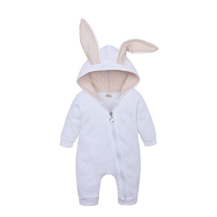 Elvesnest Baby Romper Cartoon Bunny Baby Meisje Kleding Katoen Lange Mouwen Rits Hoodie Pasgeboren Jongens Rompertjes 1-24 Maanden: White / 12m