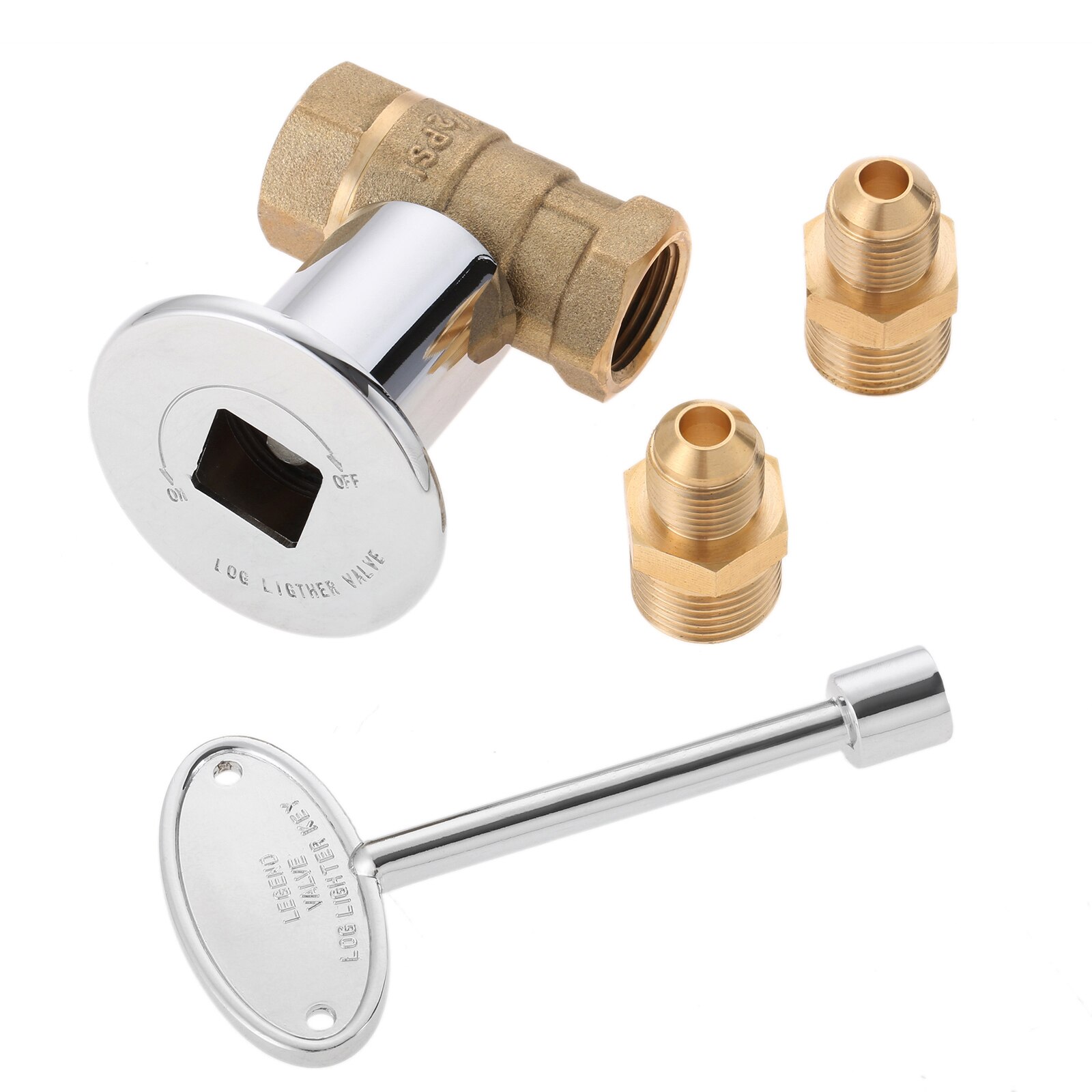 1 Set 1/2 Inch Straight Kwartslag Gas Afsluiter Kit Met Chrome Flens, 3-Inch Key En 3/8 Mannelijke Flare X 1/2 Npt Fittings