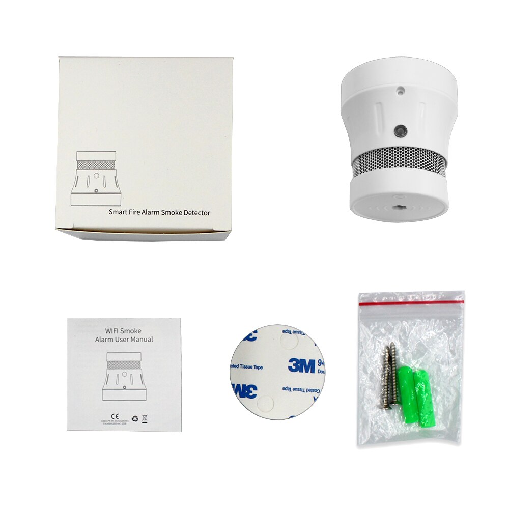 Tuya-alarma de humo WiFi para el hogar, Detector de humo con Sensor de protección contra incendios, sistema de seguridad para el hogar, no incluye batería