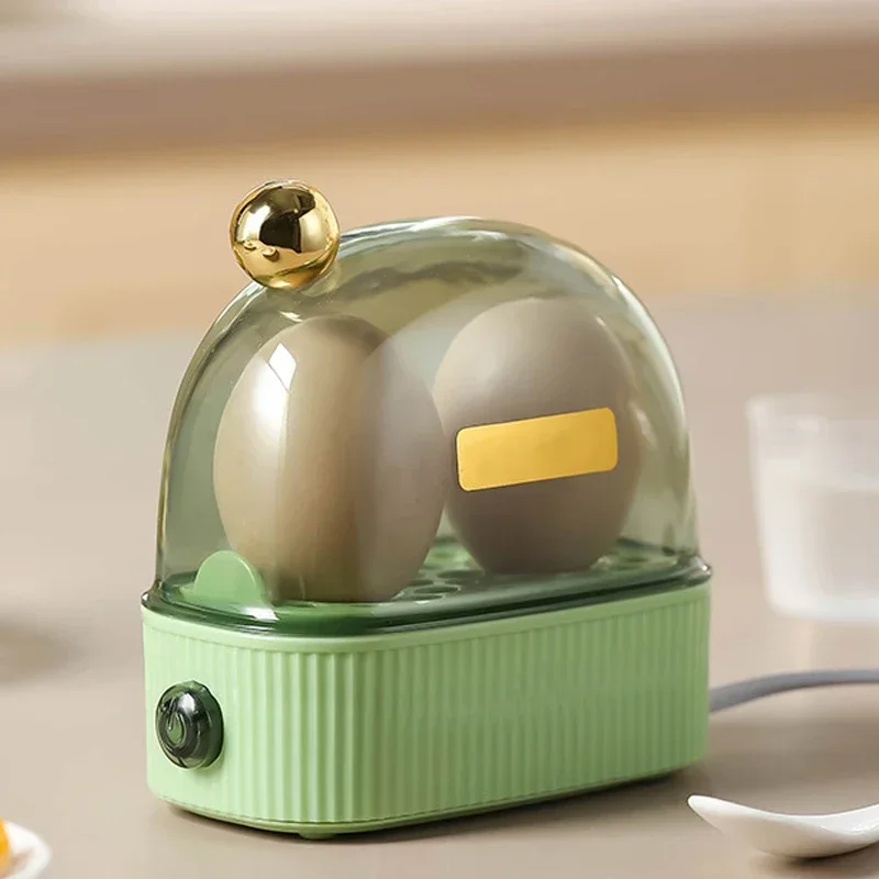120W 220V Electric Egg Boiler Poacher Automatic Power Off Mini Breakfast Machine Egg Cookers 2 Eggs Portable Food Steamer: Yellow / EU