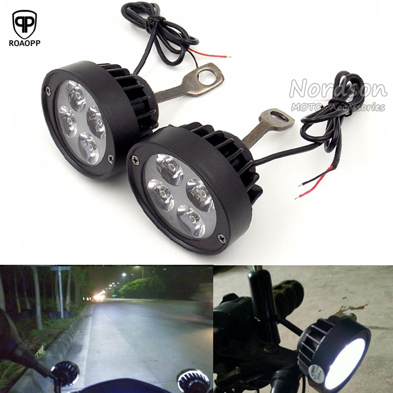 Roaopp universal 2 stk led motorcykel motorcykel spot lys spotlight hjælpe lampe sidespejl montering installation lys