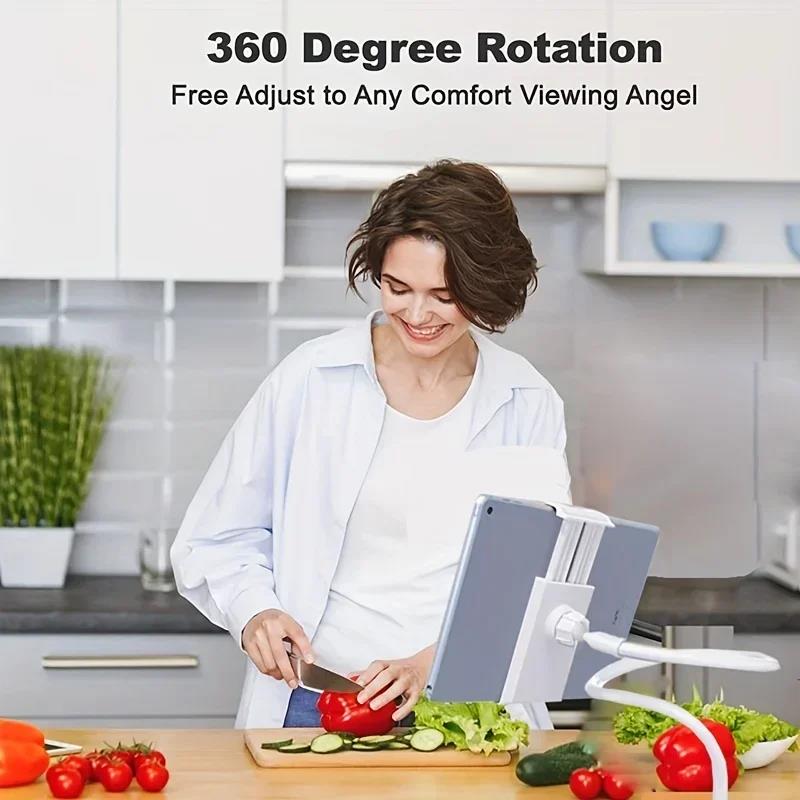 Gooseneck Tablet Holder with Flexible Arm 360 Clip Bed Support for 4 - 11 inches Phone Tablet Bracket for IPad Stand Accessories