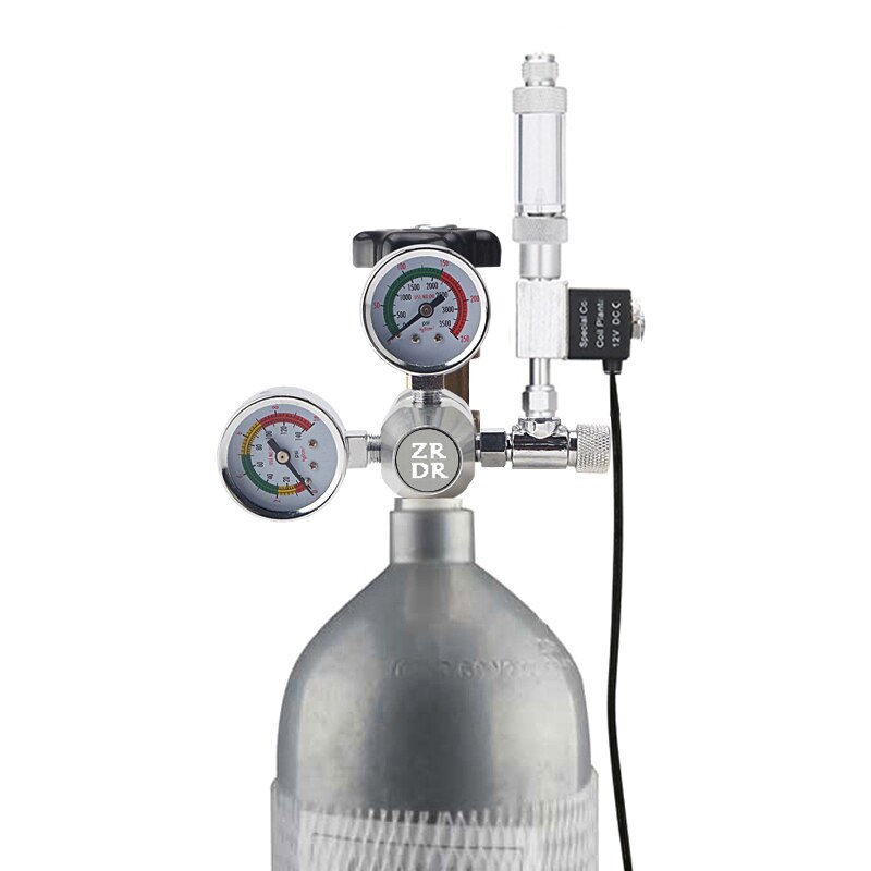 ZRDR-regulador de CO2 para acuario, Kit de válvula de solenoide independiente con contador de burbujas sin retorno, válvula reductora de presión de CO2 para pecera