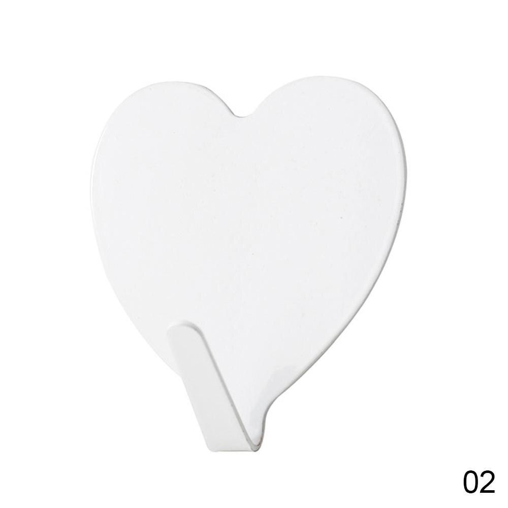 2 stk sød hjerteformet krog metal stærk klæbende pasta vægleje køkkenkrog sømløs hjertekrog drømmefangerkrog: 02