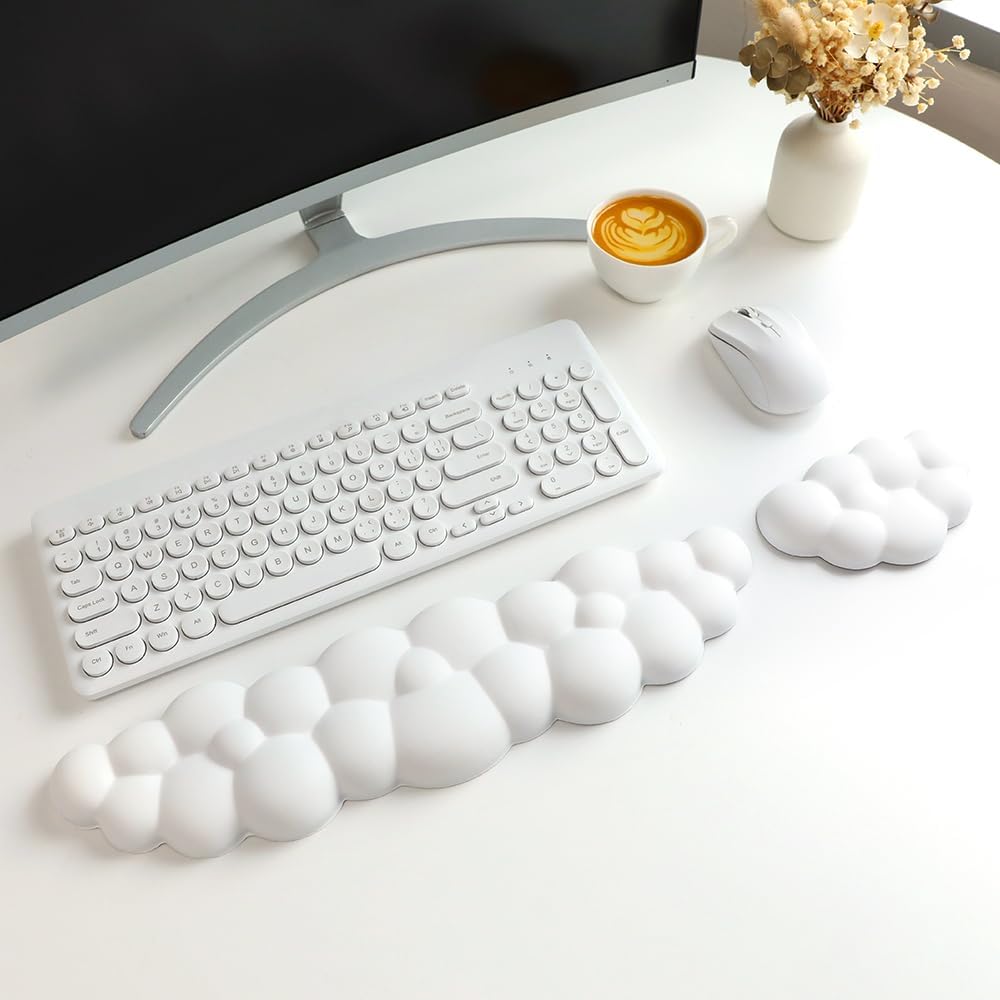 Tastatur-Cloud-Handgelenkauflage mit Memory-Schaum-Handgelenkstütze/Kissen aus weichem Leder zum einfachen Tippen und zur Schmerzlinderung im Büro