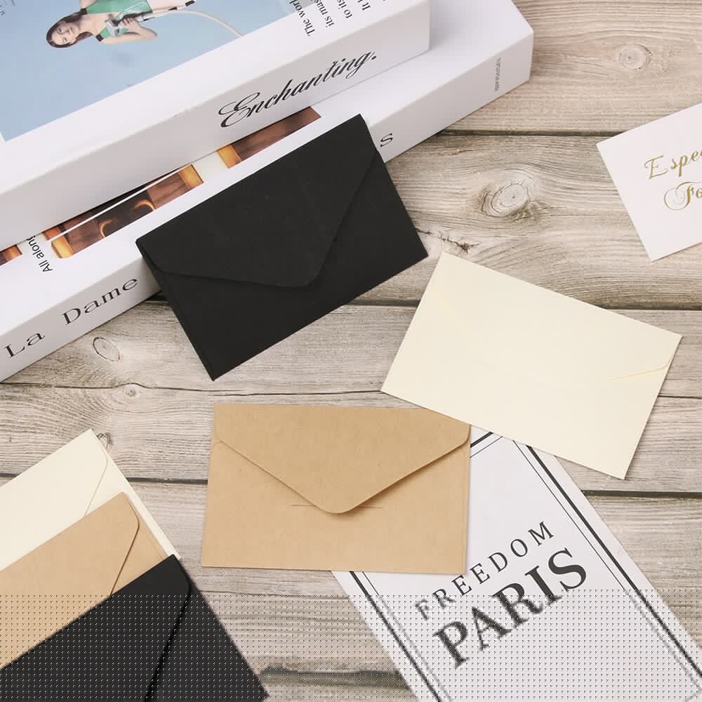 20 stk/sæt mini serie hvid sort kraft blank papir vindue kuverter bryllup brev invitation konvolut kontorartikler