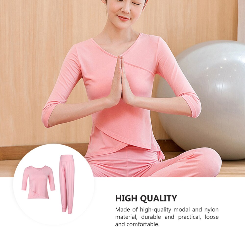 1 Set Loose Yoga Outfits Chic Fine Activewear Fitness T-shirt Pants Half Sleeve Clothes Workout Kit