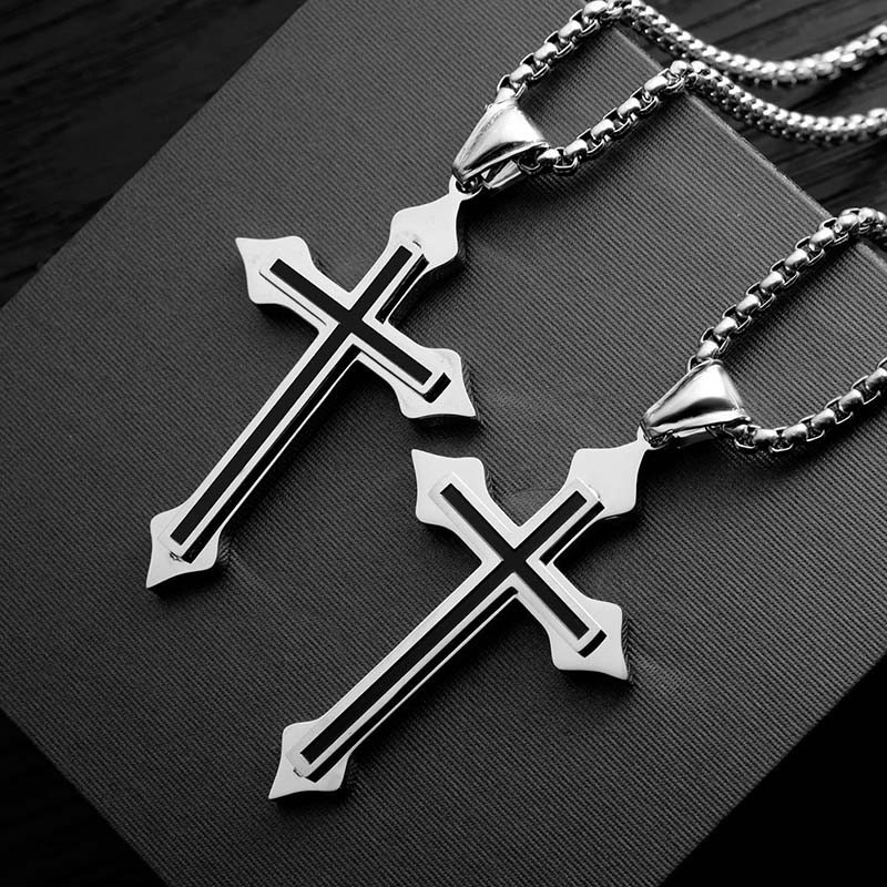 Punk Cool Street Style Necklaces Vintage Gothic Cross Pendant Necklace for Men and Women Hip-pop Neck Chain Jewelry