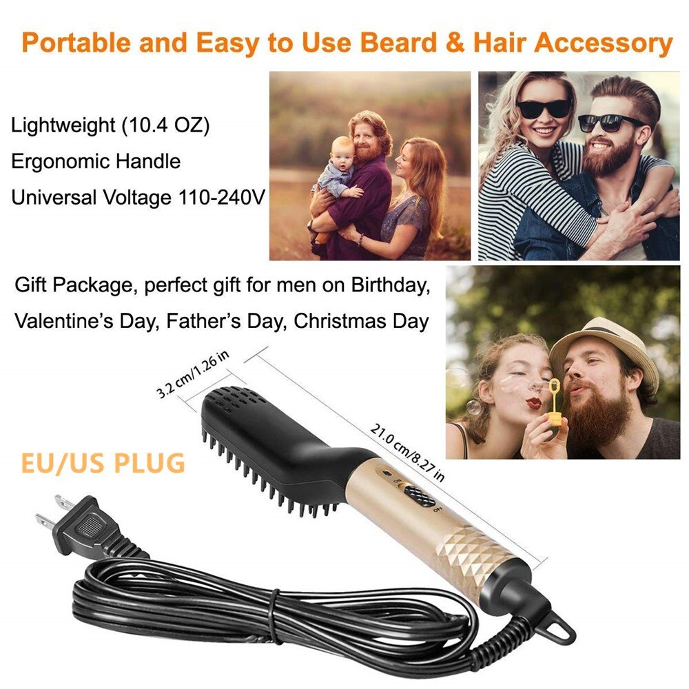 Men Beard Hair Styler Curling Hair Straighteners Brush Iron Electric Comb Straightener Fast Heating Curler Hair Caring Tools