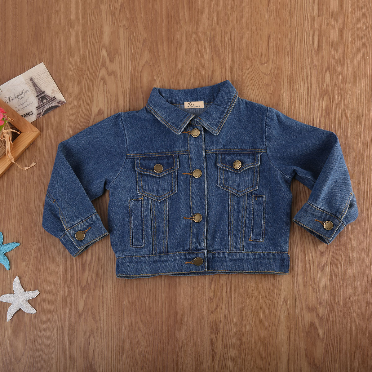 Brand Toddler Infant Children Kids Girls Denim Jean Fall Jacket Button Coat Outwear Tops Spring Autumn Clothes 1-6Y
