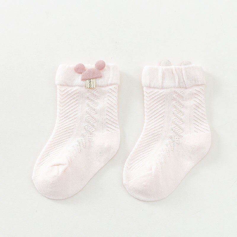 0-3 Jaar Baby Sokken Lente Zomer Puur Katoen Pasgeboren Mesh Ademend Prinses Schattige Peuter Meisje Stuff Baby baby Sokjes: 1 Pair Pink / 6-12M