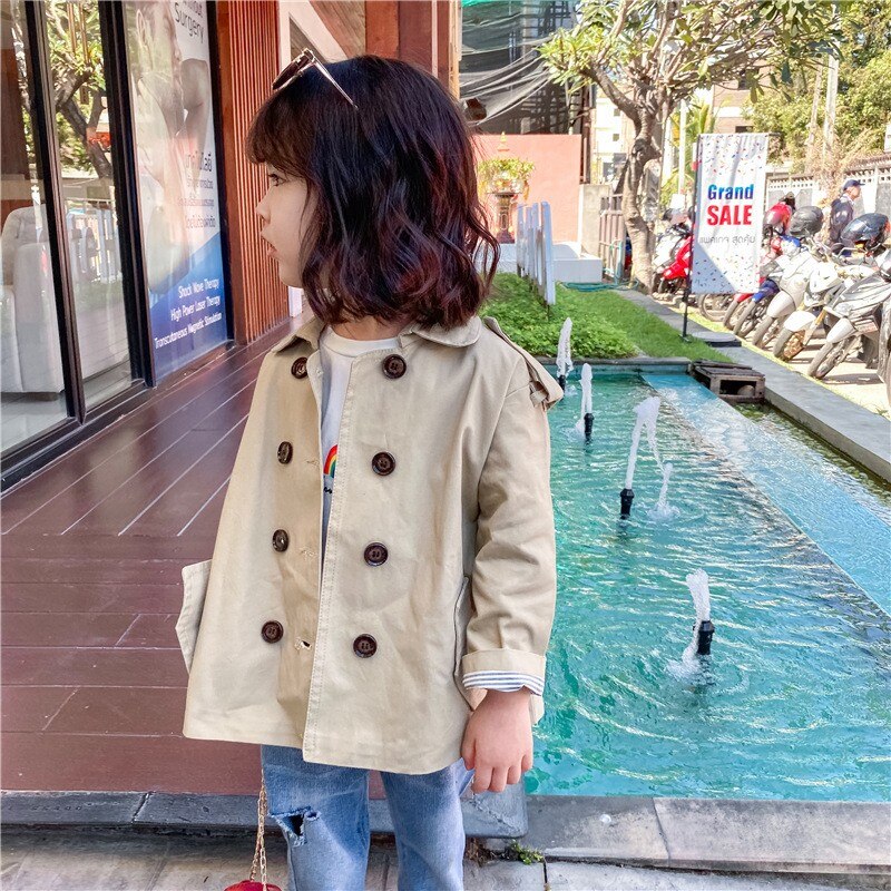 Spring Kids Windbreaker For Girls Jackets And Coats Classic Boys Trench Coat Children Outerwear Coats
