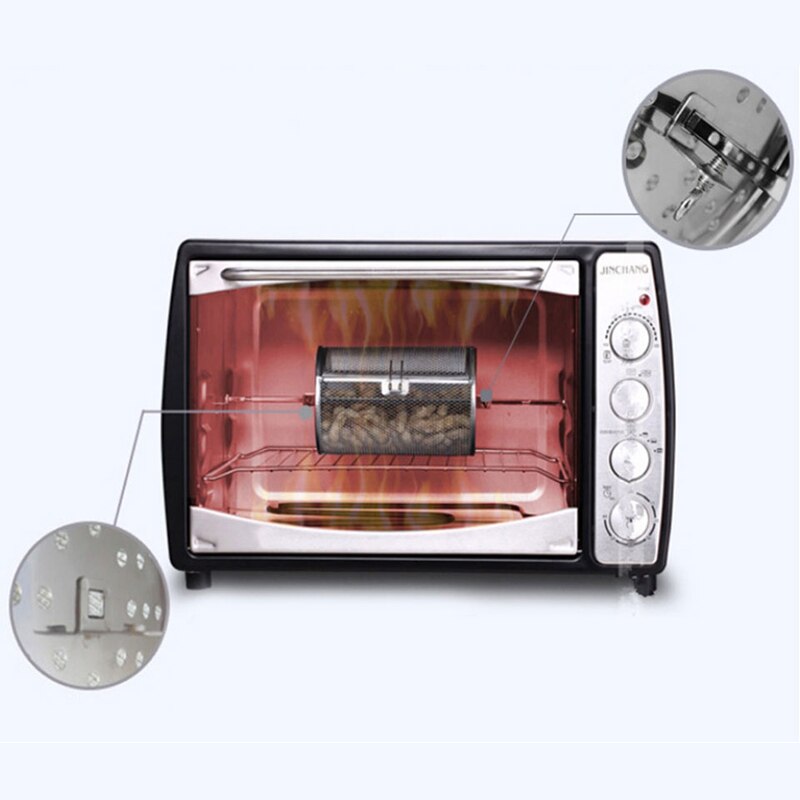 Stainless Steel Rotisserie Grill Roaster Drum Oven Basket Bakeware Oven Roast Baking Rotary Nuts Beans Peanut Basket BBQ Grill