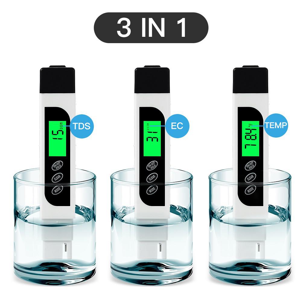 3 in 1 LCD Digitale TDS EG PPM Waterkwaliteit Meter Tester Filter TDS Meter Tester 0-9990 PPM meter Draagbare TEMP/PPM