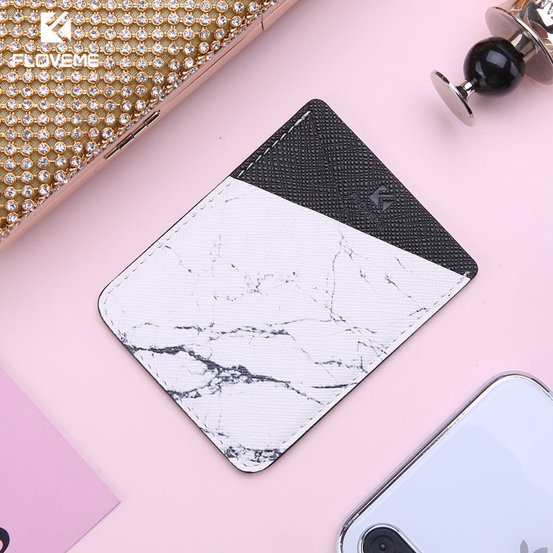 Floveme Sticker Kaarthouder Cover Voor Iphone 11 Pro Max X 7 Case Universal Credit Id-kaart Portemonnee Voor galaxy S9 S8 Plus: Marble