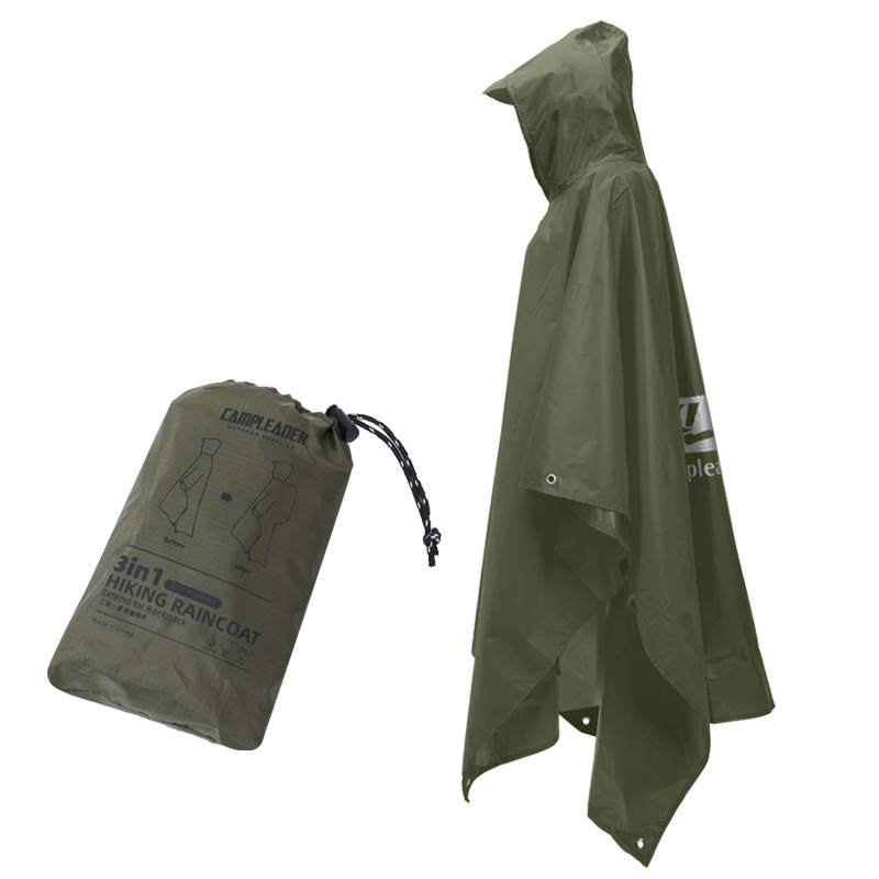 Chubasquero impermeable 3 en 1, Poncho ligero para senderismo al aire libre, chaqueta para la lluvia, cubierta para refugio solar, Camping, senderismo, ciclismo y escalada: Castaño