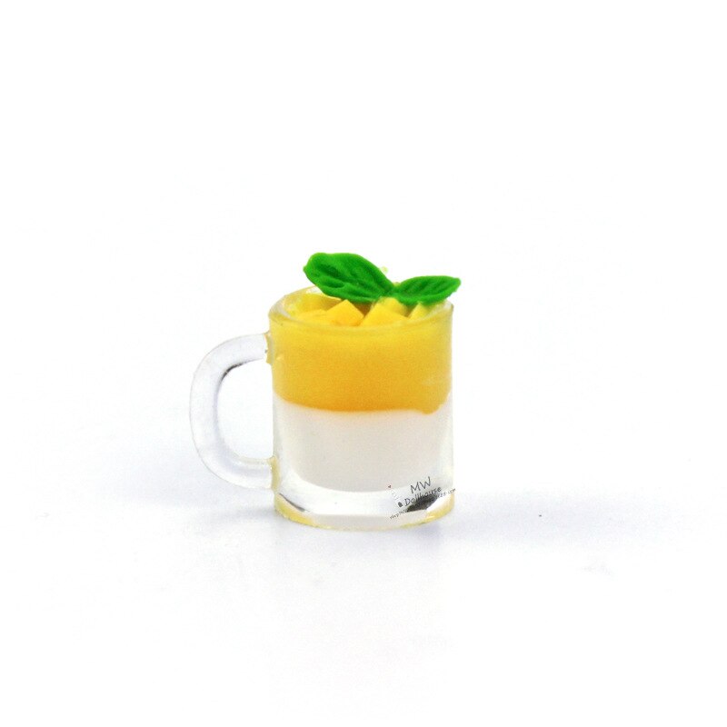 1:12 Resin Dollhouse Mini Lemon Milk Tea Water Cup Kitchen Miniature Dollhouse Accessories Cups Toy Doll House Decoration: D