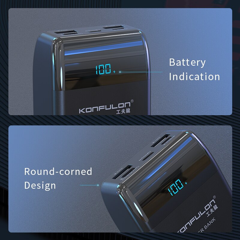 Power bank  qc 3.0 18w powerbank 30000 mah 22.5w vooc digitalt display ekstern batterioplader  pd 18 w til iphone huawei / laptop
