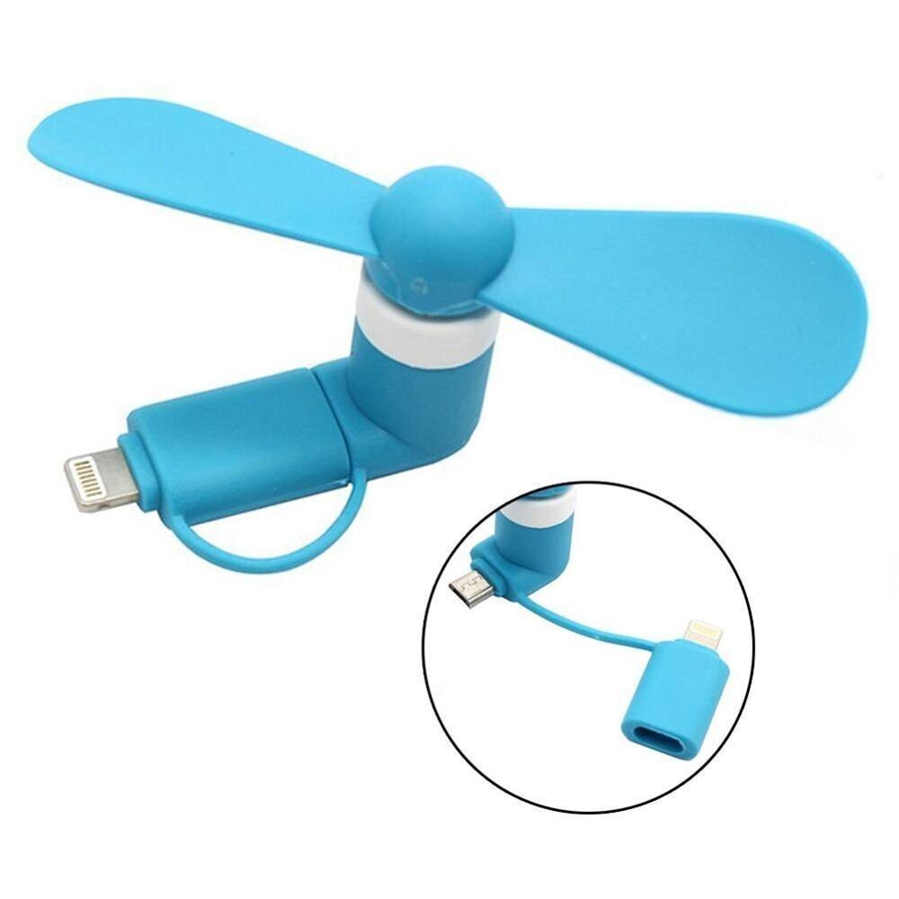 Draagbare Mini Mode 2 in 1 Mini Draagbare USB Ventilator Elektrische Lucht Koeler Ventilator Voor iPhone Samsung: Blue