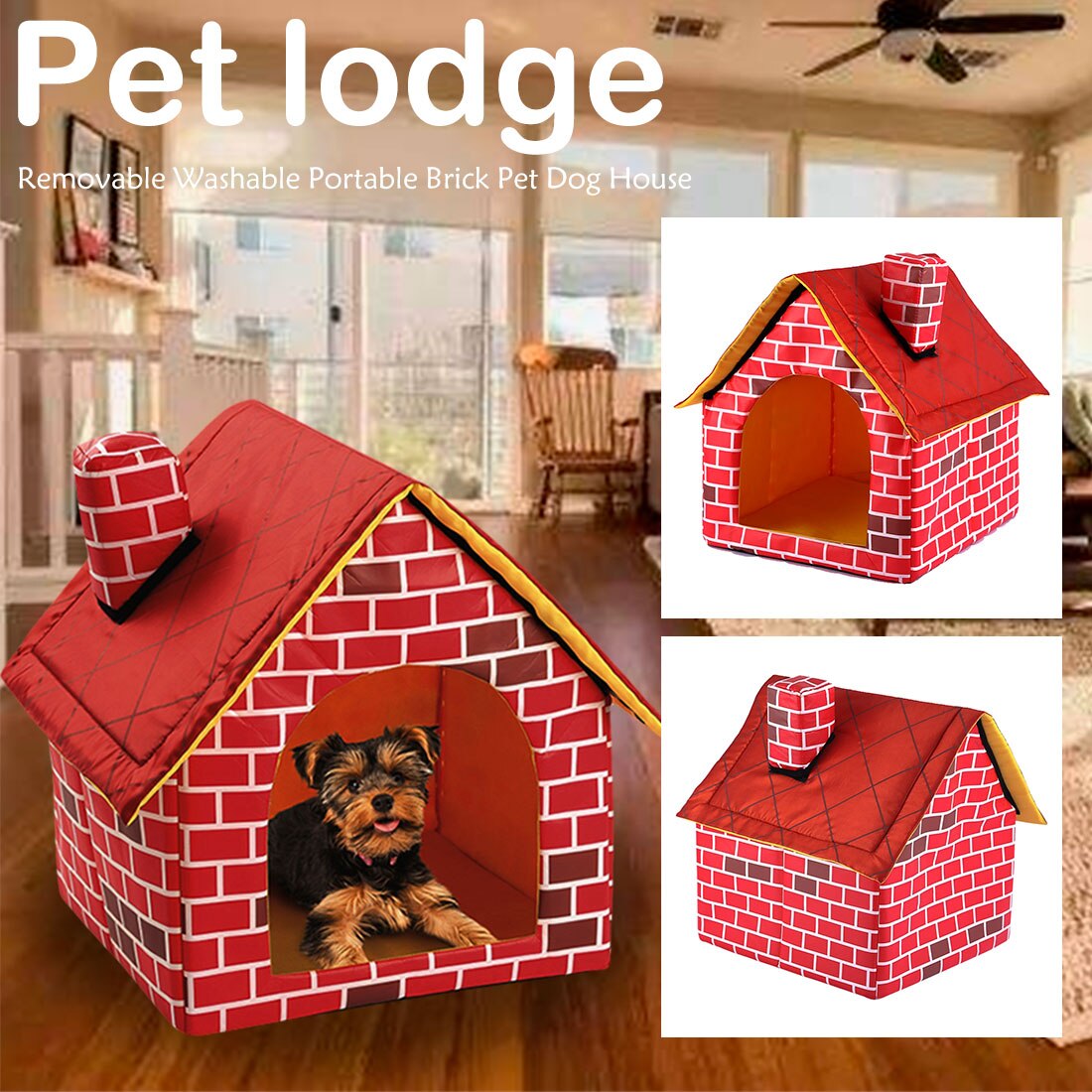 Casa de perro portátil de ladrillo rojo, cálida y acogedora cama para gatos para perros pequeños y medianos, productos para cama de Mascota