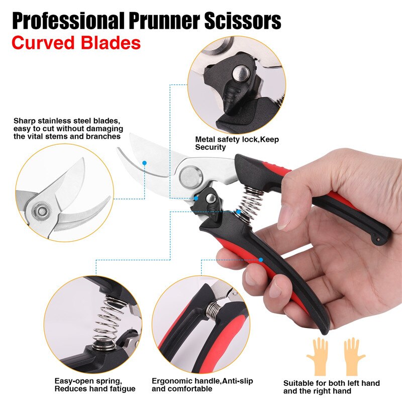 Tijera de podar de jardinería de tijera planta Trim horticultura sometido corte tijeras de poda arbusto herramienta de jardín Bypass huerto de podar