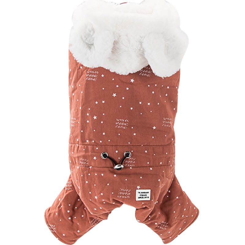 Autumn and Winter Dog Clothes with Small Rabbit Ears Cartoon Small Dog Clothes Outwear Thick Warm Four-legged Cotton Coat