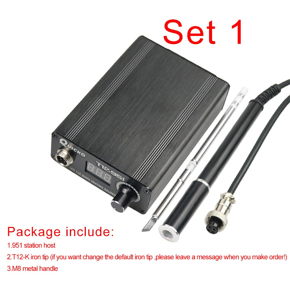 LED T12-951 Digital Controller Soldering Station Electronic solder Iron with M8 Metal handle and iron tips without power cable: SET1