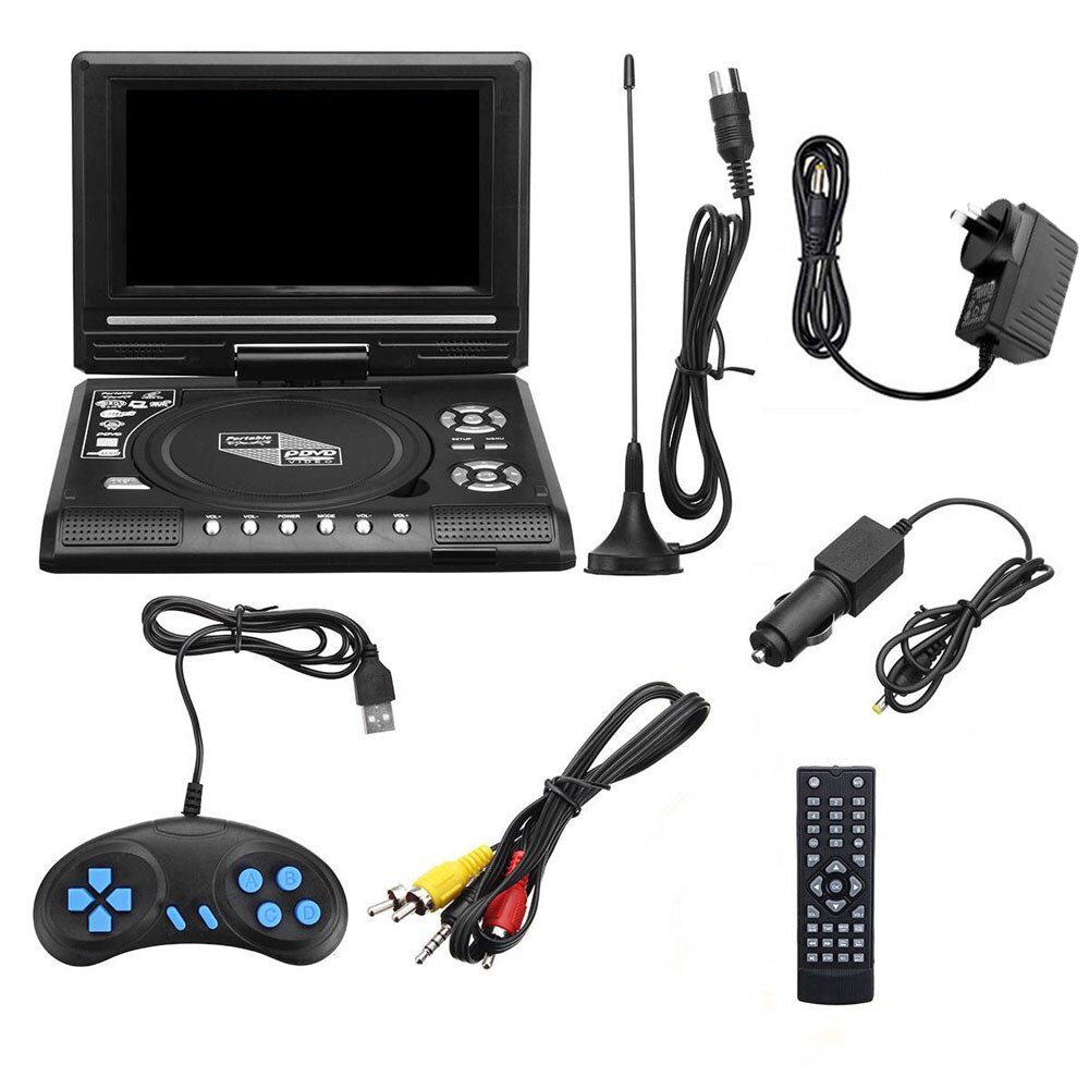Portable DVD Player 7.8inch 16:9 Widescreen 270° Rotatable LCD Screen Home Car TV DVD Player for Car Multi Media Video Game Play: AU Plug