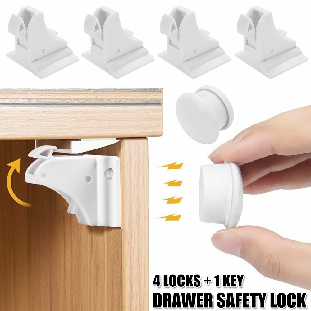 Baby Safety Cupboard Lock Invisible Magnetic Cabinet Locks Child Kid Proof Latches Punch Free WXV