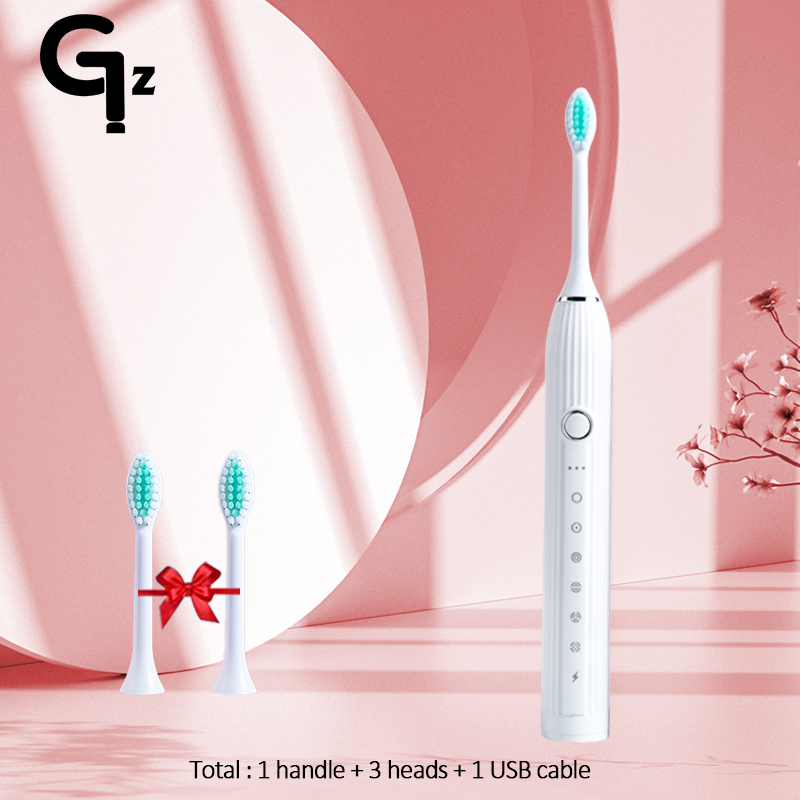 Cepillo de dientes eléctrico N105 para niños y adultos, cepillo recargable con temporizador, 6 modos, 8 cabezales, ipx 7, resistente al agua: Plata