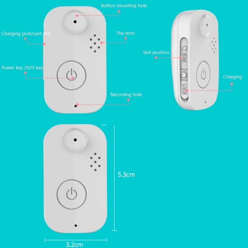 TTKK GPS Locator For Children Boys Girls Pets Old People Tracker Anti-Loss Electronic Fence Real-Time Positioning