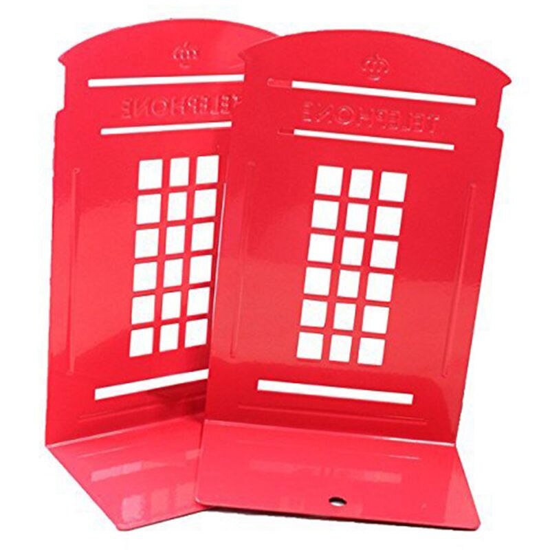 -1 Paar Londen Telefooncel Anti-Slip Boekensteunen Boek Plank Houder Briefpapier (Rood)