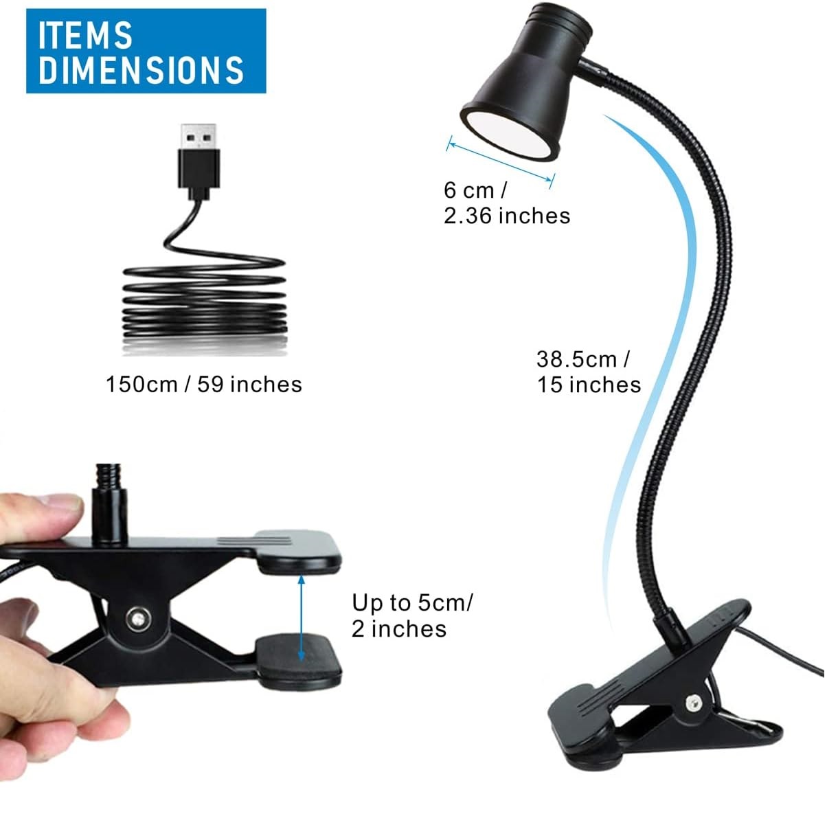 ledet-skrivebordslampe klips leselampe justerbar lysstyrke boklampe rom boklampe studie leselampe fleksibel lesenattlampe