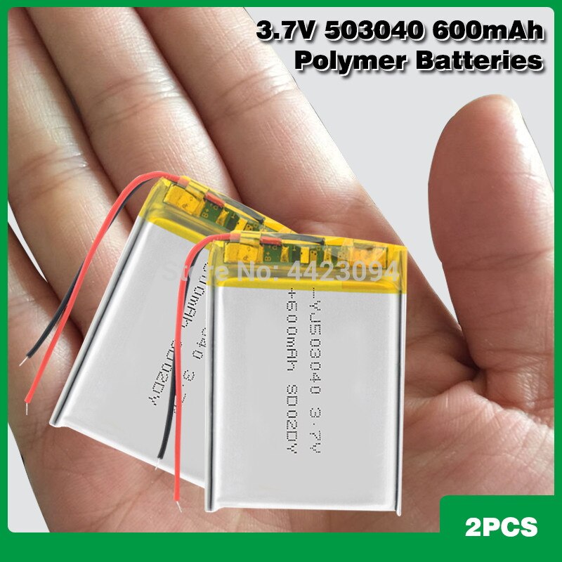 Wiederaufladbare Polymer batterie 600 mah 3,7 V 503040 Li-Ion batterie Zellen für Clever Heimat dvr,GPS,mp3,mp4,DVD Energie Bank, lautsprecher: 2Stck