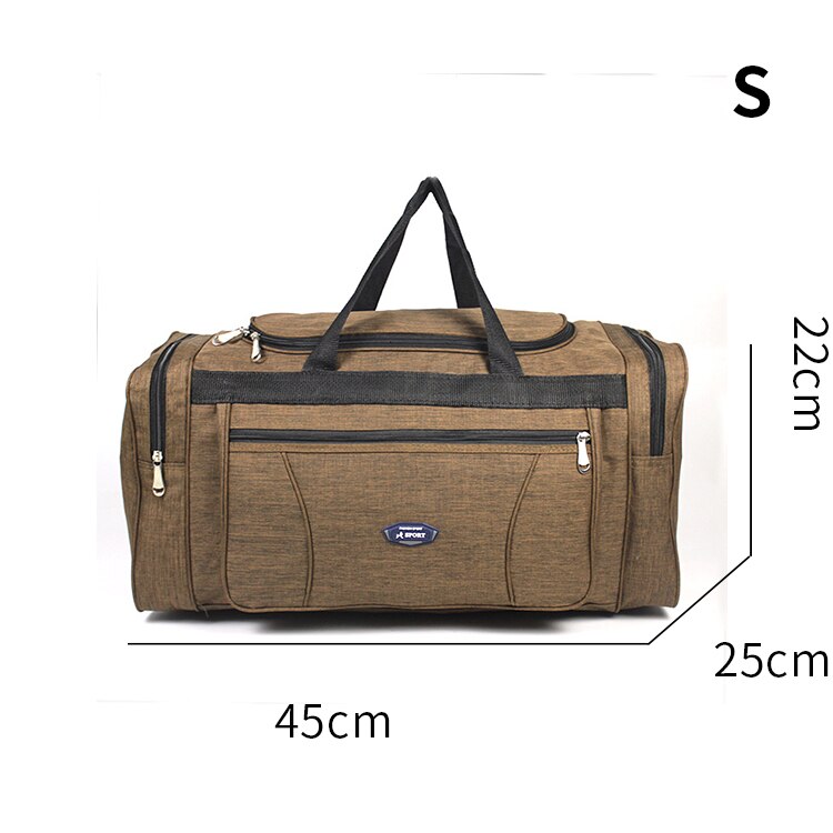 Business Large Capacity Weekend Duffle Travel Bag Oxford Waterproof Men Travel Bags Hand Luggage Big Travel Bag: S-brown