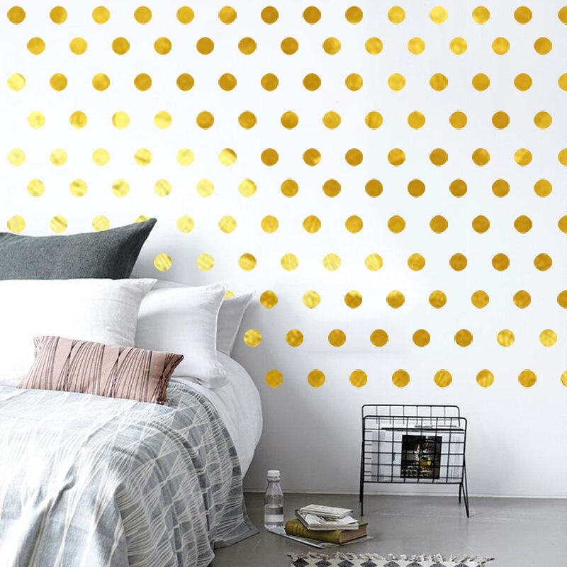 Pegatinas acrílicas de lunares para decoración del hogar, papel tapiz de 5cm, de lunares dorados y plateados, para dormitorio, cuarto de niños, 20/50 Uds.