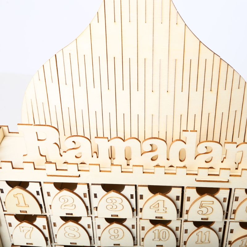 Wooden Eid Mubarak Ramadan Advent Calendar 30 Day Countdown Drawer Muslim Decor