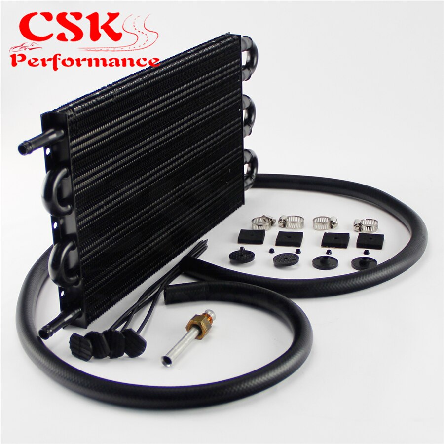 6 Row Radiator Remote Aluminum Transmission Oil Cooler + Hose / Mounting Kit BK