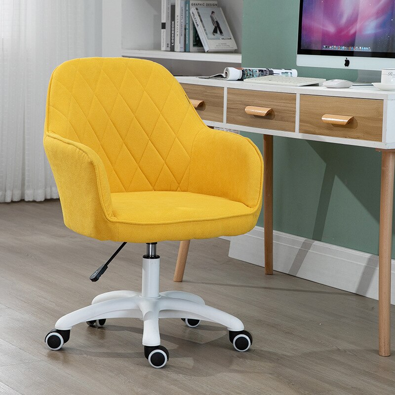 Computer Chair Student Household Dormitory Study Chair Study Writing Chair Net Red Chair: Fabric warm yellow