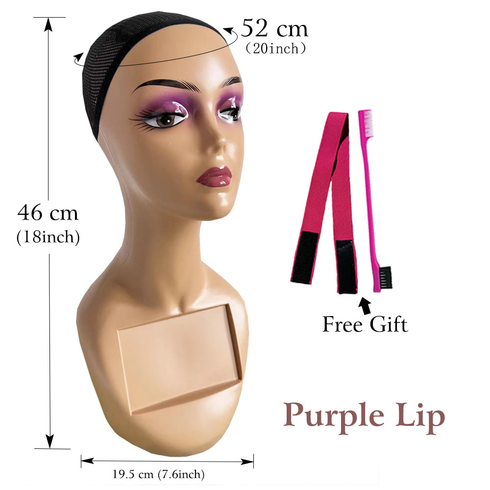Cabeza de modelo de maniquí de plástico para exhibición de pelucas, cabeza de maniquí de plástico para soporte de peluca para exhibición de pelucas, cabeza de maniquí de pelucas: Caqui