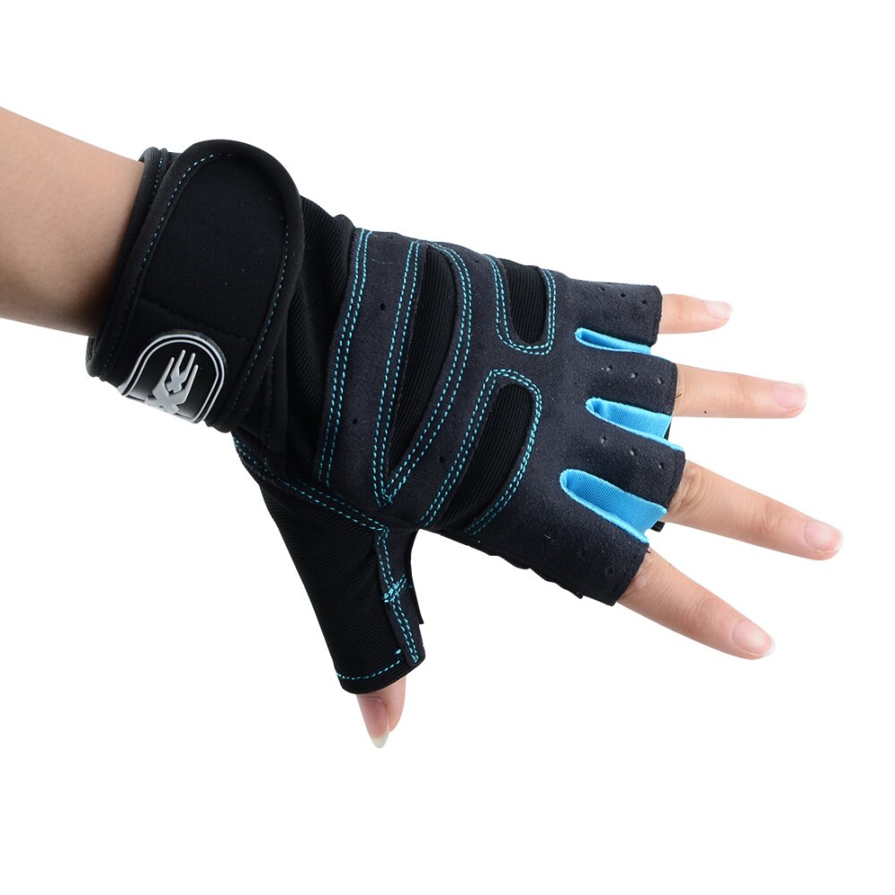 Gants d'haltérophilie d'entraînement de gymnase gants de forme physique de demi-doigt gants antidérapants de poignet de protection pour l'exercice extérieur d'intérieur: Bleu ciel / L