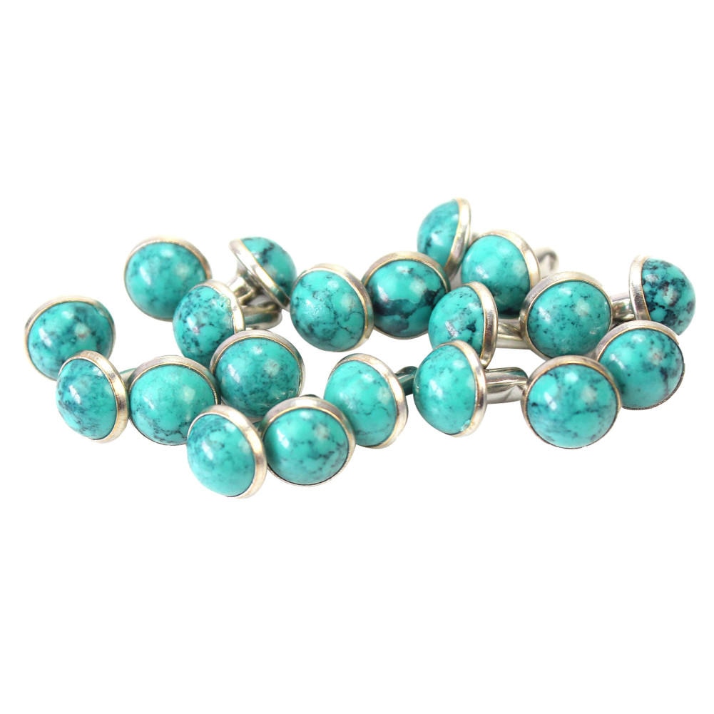 20 Pairs 8mm Turquoise Stud Spikes Decor DIY Metalen Klinknagels Punk voor Schoenen Tassen Jeans Kleding Garment Craft Supplies
