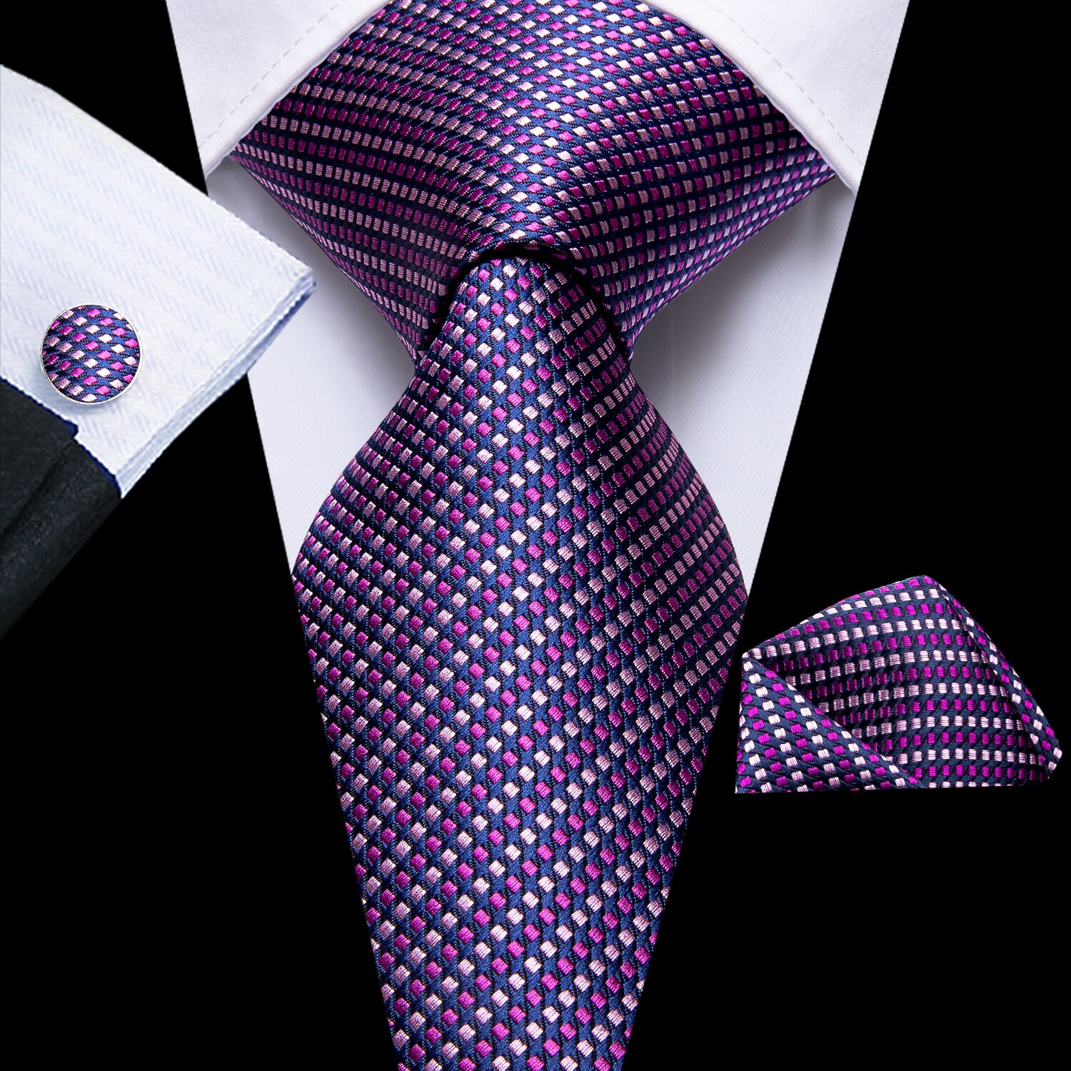 Hi-Tie Paars Solid Paisley Zijde Bruiloft Stropdas Voor Mannen Handky Manchetknoop Mannen Stropdas Set Party business