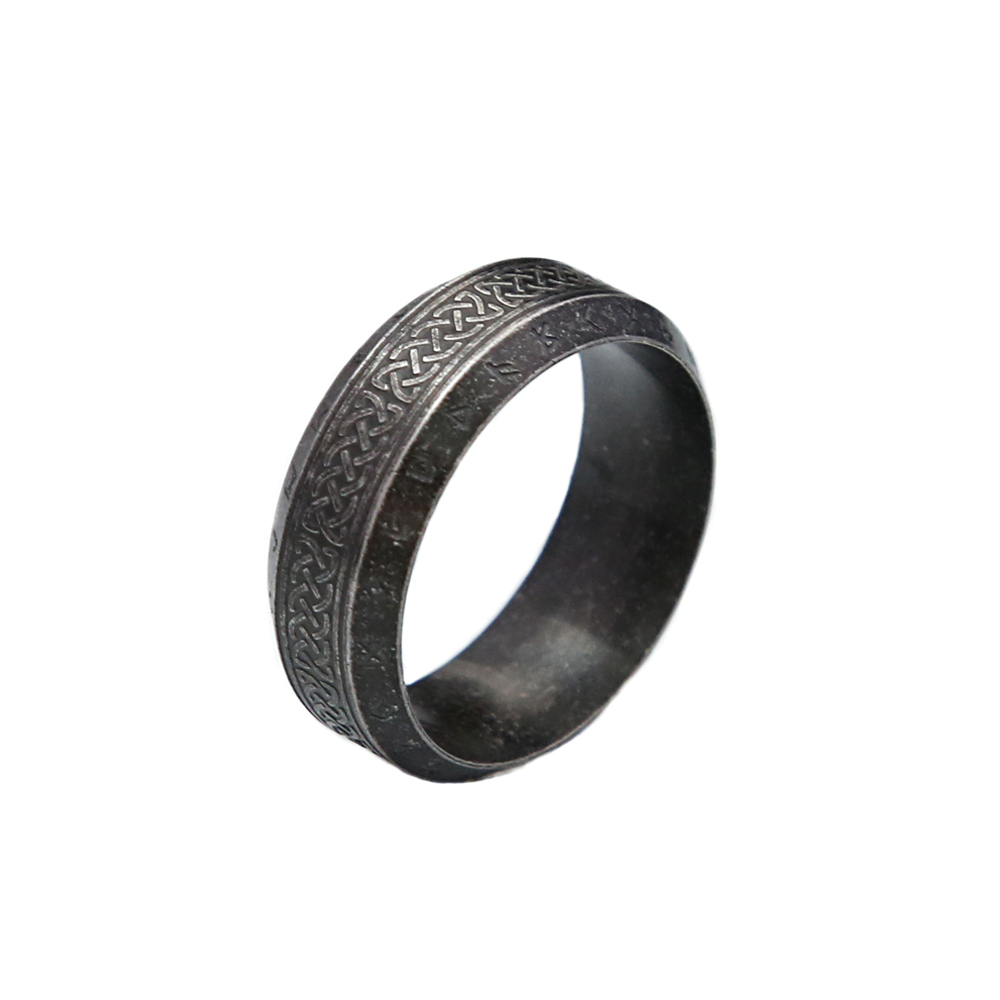 Vintage enkel vikinga runring för män och kvinnor rostfritt stål nordiska keltiska knutringar par amulettsmycken: 10 / Guld-